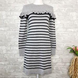 VINCE CAMUTO Gray Sweater Dress w/ Navy Stripes S